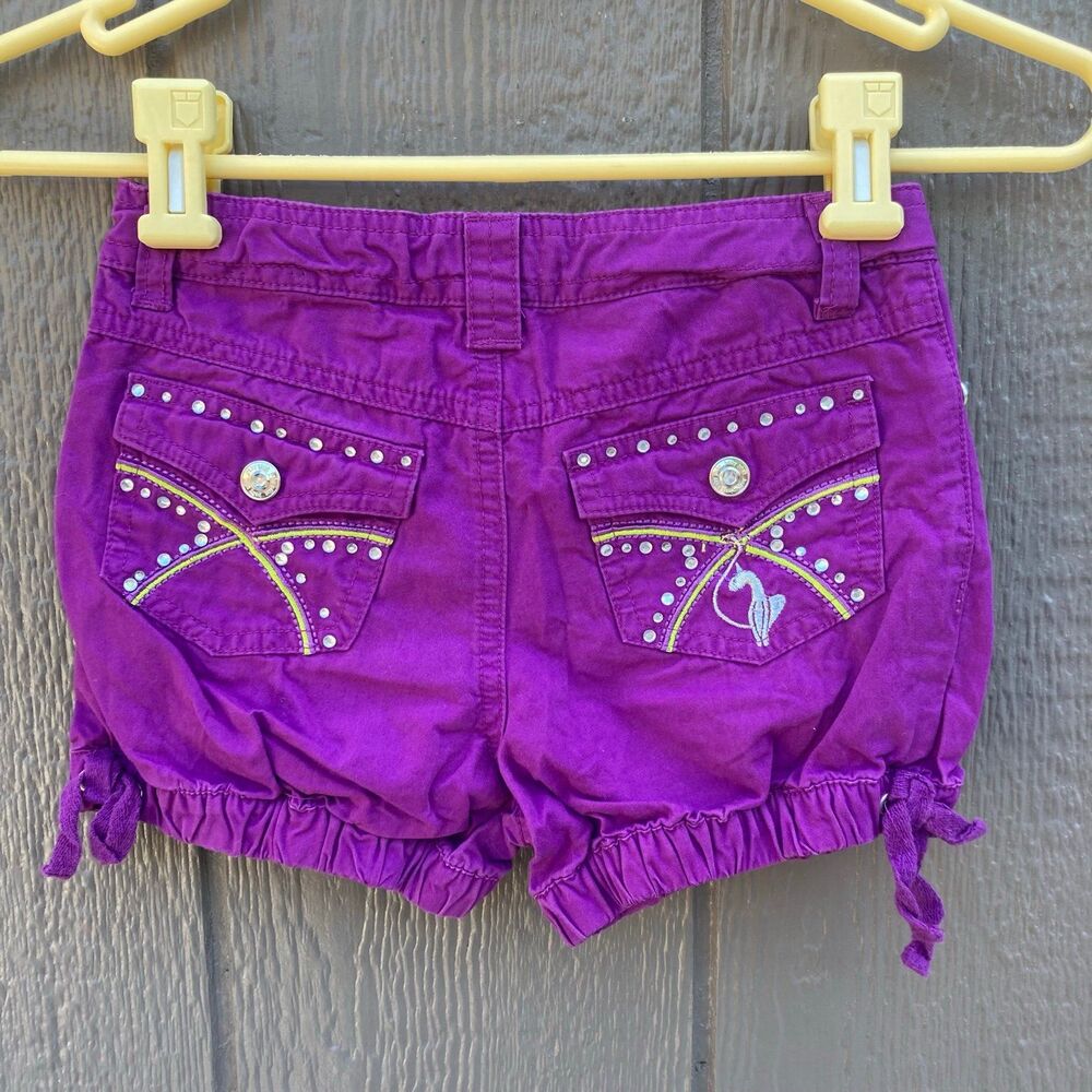Y2K baby phat girlz purple shorts bedazzled size 6